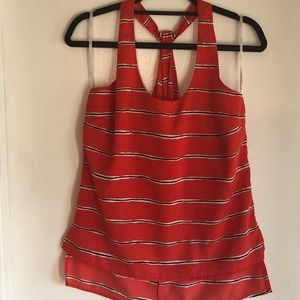 Red and navy striped tank
